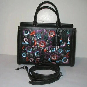 Coach Zoe Carryall w/Leather Sequins Tea Rose Crossbody Shoulder Bag NWOT